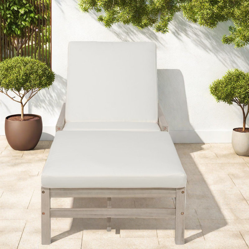 Méridiennes de patio réglables, fauteuil inclinable en bois d'acacia avec coussins pour le jardin