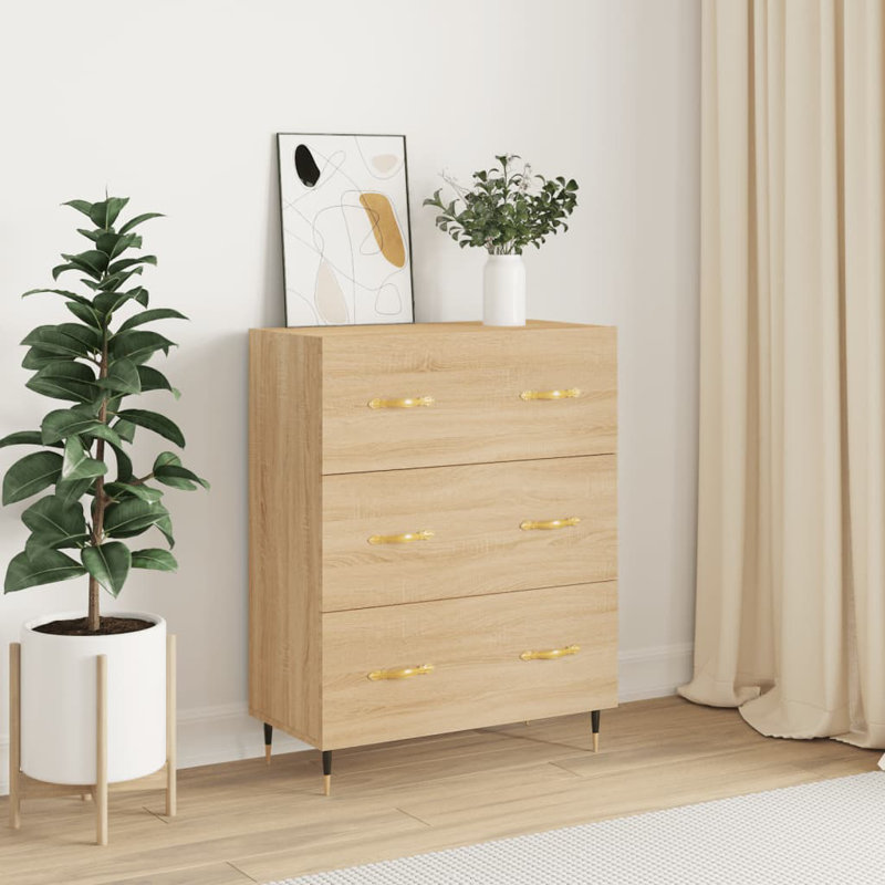 Haleigh 69.5cm W 3 - Drawer Chest of Drawers, Sonoma Oak