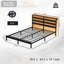 Structure de lit plateforme double avec lumières DEL et ports USB et rangement sous le lit