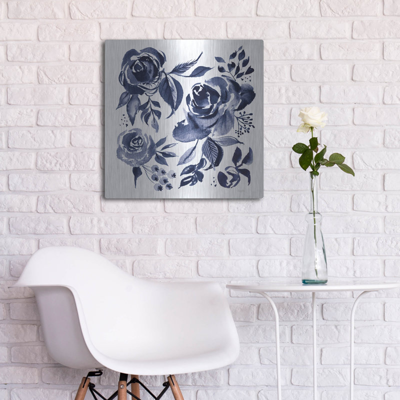 Art mural en métal Winston Porter «Delft Delight 4 Db No Words» par Kristy riz, H 24 po x l 24 po