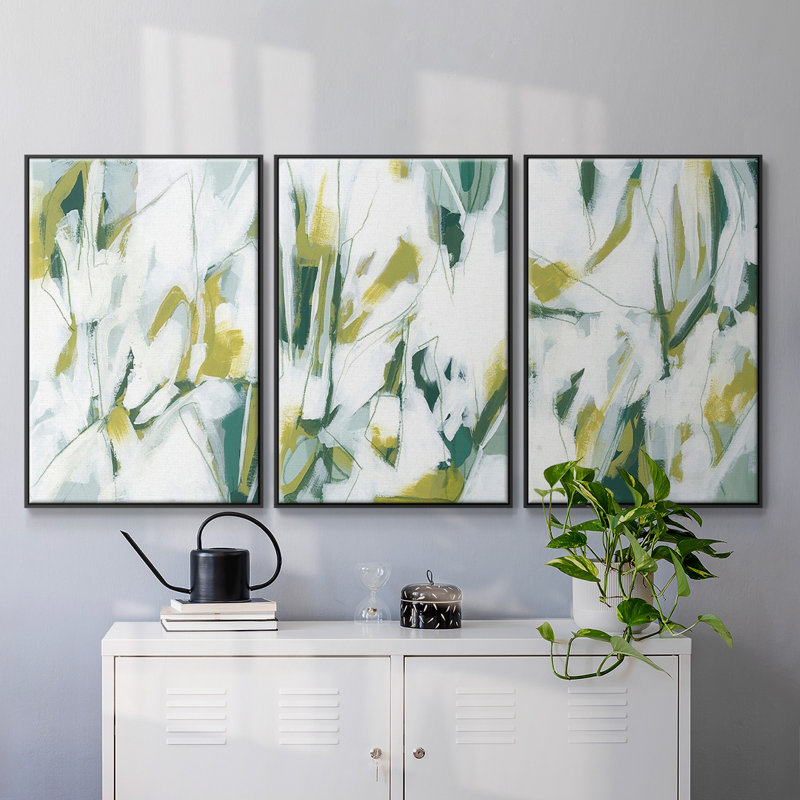 Emerald Ice I - ensemble de 3 reproductions sur toile, Noir, H 36 po x l 72 po