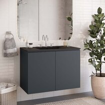 36 Contemporary Bathroom Vanity With Top Sink, 2 Soft Close Doors, And 6  Drawers, Gray - Modernluxe : Target