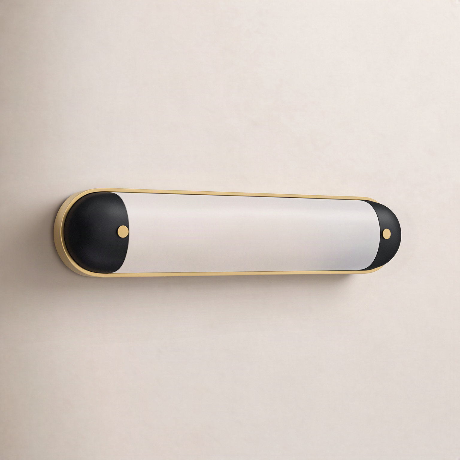 Miraval Single Frosted Dimmable Bath Bar, Black/Natural Aged Brass