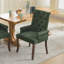 Chaise de salle à manger rembourrée en tissu de chenille avec pieds incurvés en bois massif, conception capitonnée élégante pour le confort et le style-1258138930