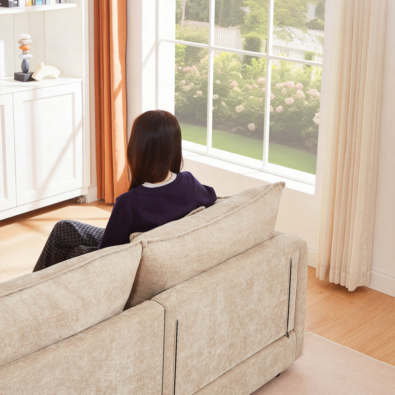 Boneless Modular Sectional Sofa, L Shaped Couch Set For Living Room, 3-Seater Comfy Cloud Couches With Movable Ottoman