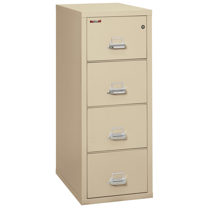 Classeur vertical 4 tiroirs ininflammable, Parchemin, Serrure à clé, 56.19'' H X 19'' W X 31.19'' D