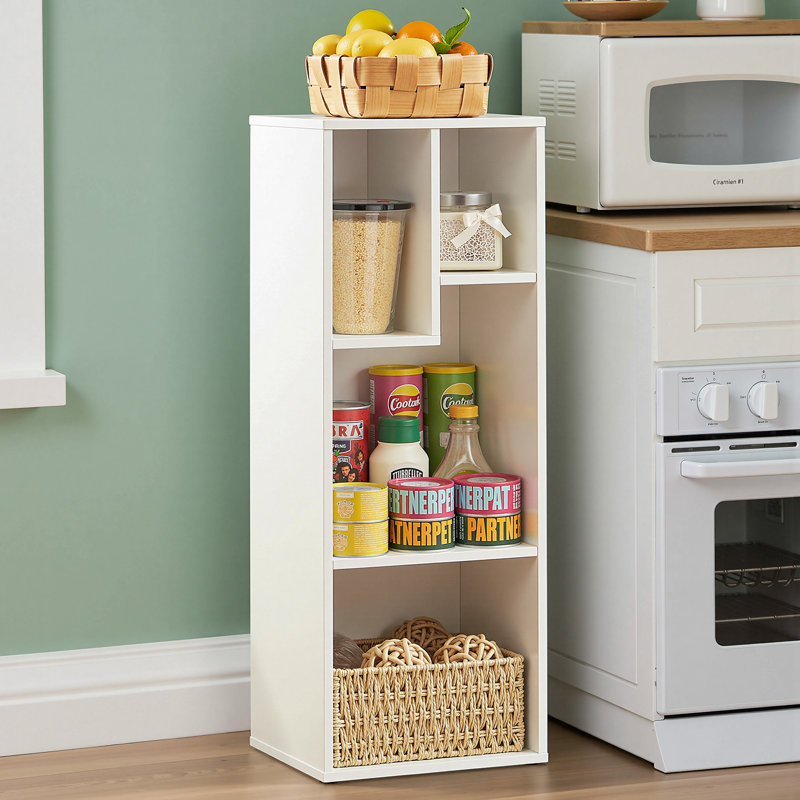 4-Layer Irregular Open Shelf Bookcase, White