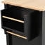 Chariot pour îlot de cuisine avec plateau en bois massif et roulettes verrouillables, largeur de 54,3 po, armoire à 4 portes et deux tiroirs, porte-épices, porte-serviettes-92038641-92038646