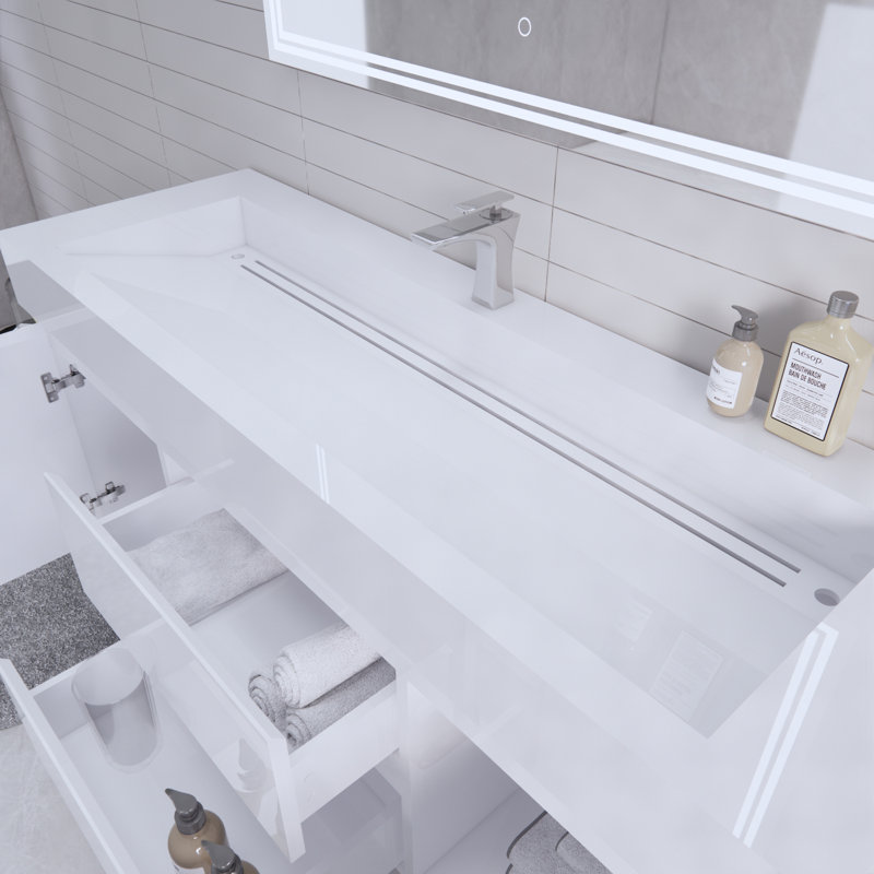 Babajide Bathroom Vanity with Acrylic Top, High Gloss White