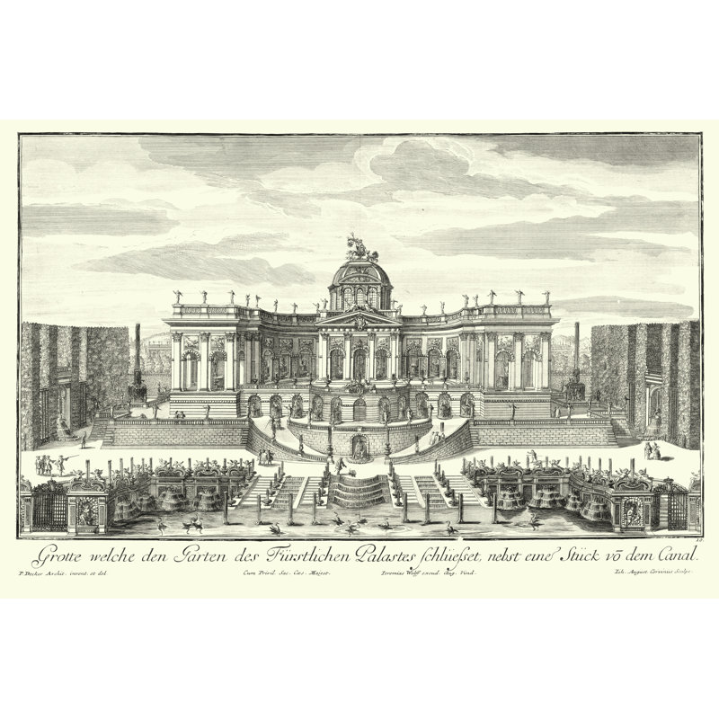Fountains Of Versailles IV by P. Decker - Wrapped Canvas Print, 30cm H x 46cm W x 3.8cm D