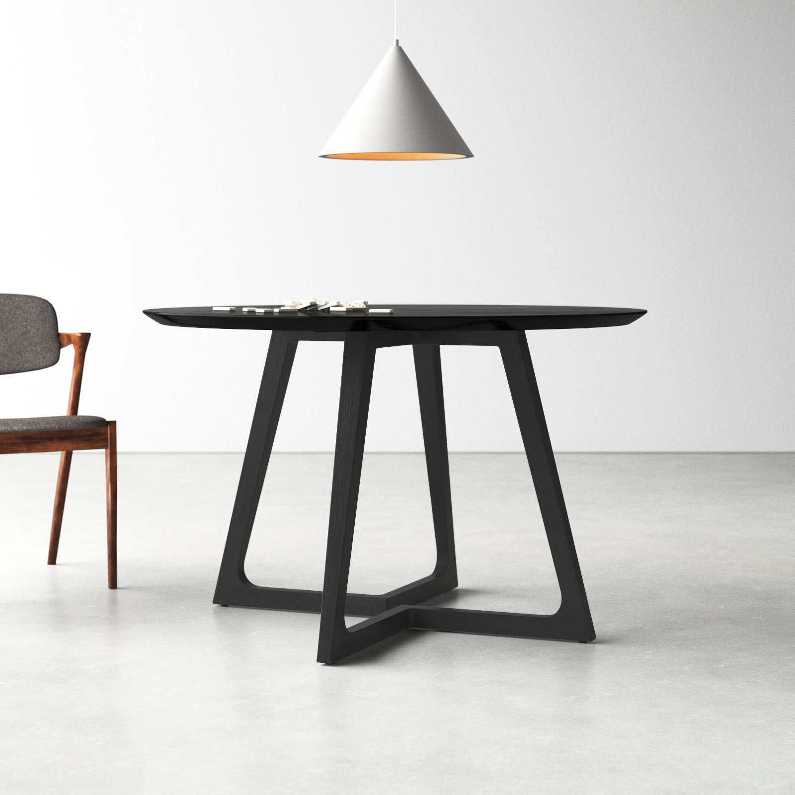 Fischer 48" Oak Dining Table, Black
