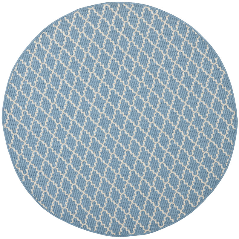 Herefordshire Performance Geometric Indoor/Outdoor Area Rug, Round 4'