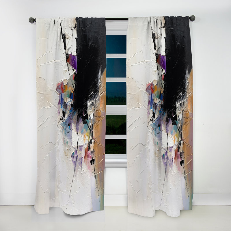 Aldithley - Purple Language Of Lines IV - Abstract Curtain - Velvet Room Darkening - 1 panel, 52" W x 108" L