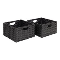 DecMode Metal and Wood Basket - Set of 2, Multicolor