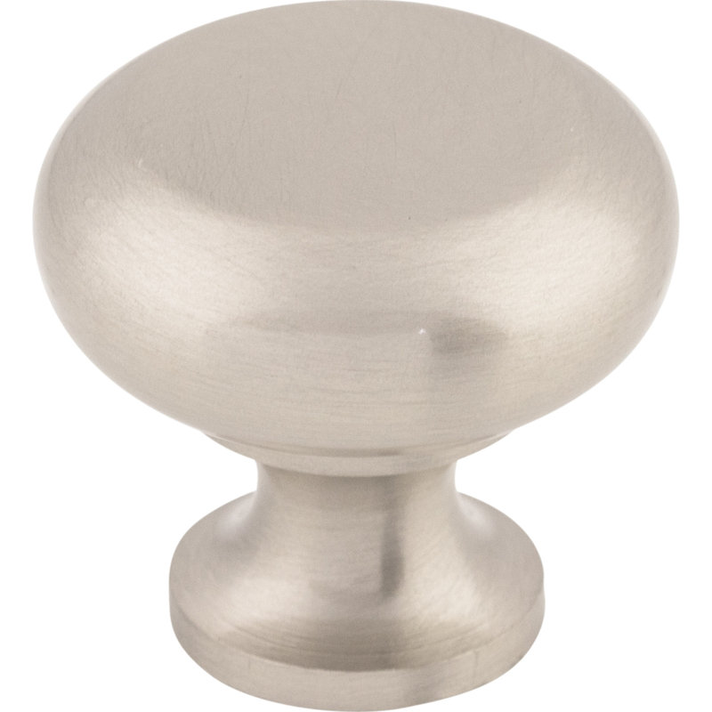 Flat Faced 1 1/4" Diameter Round Knob, Brushed Satin Nickel
