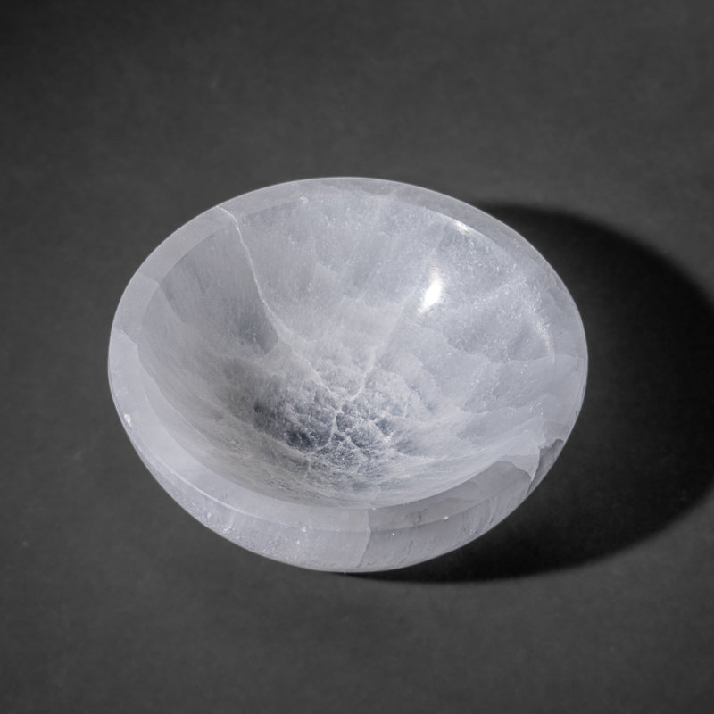 Genuine Polished Selenite Round Bowl (1.4 Lbs)
