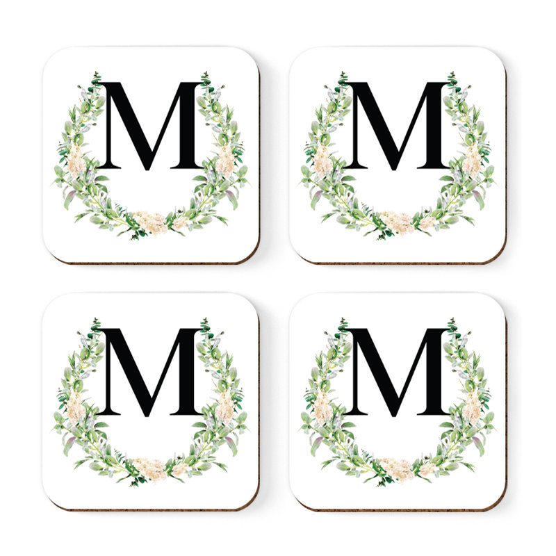 Verre à café sous-verre de jardin monogramme initiale B, M