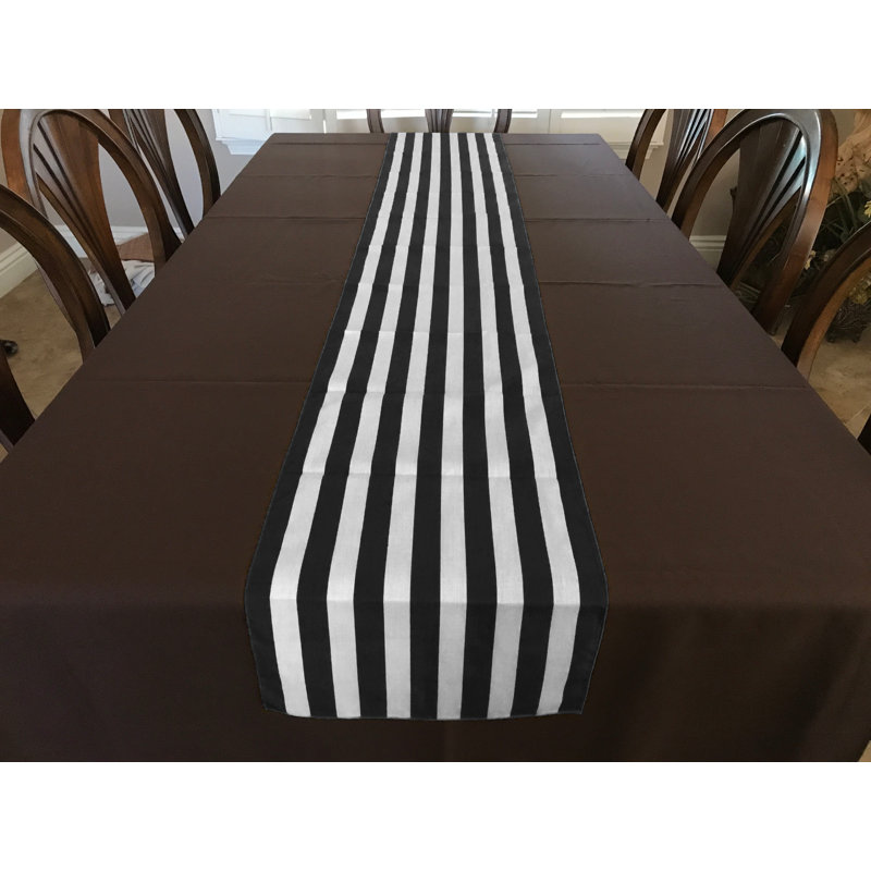 Stripes Print Table Runner, 72" Runner, Black, 24"