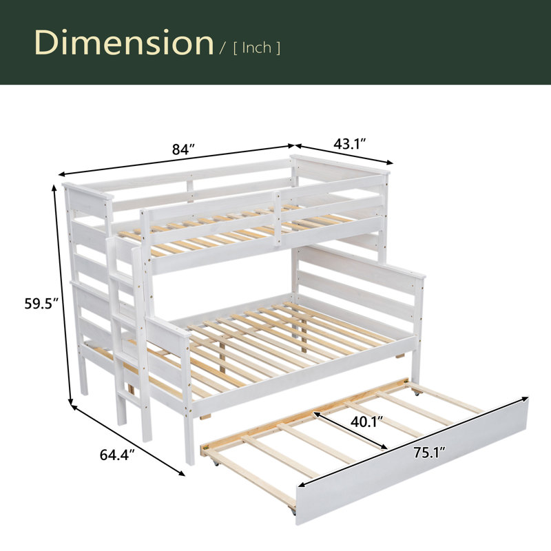 Wood Twin Over Full Bunk Bed, White