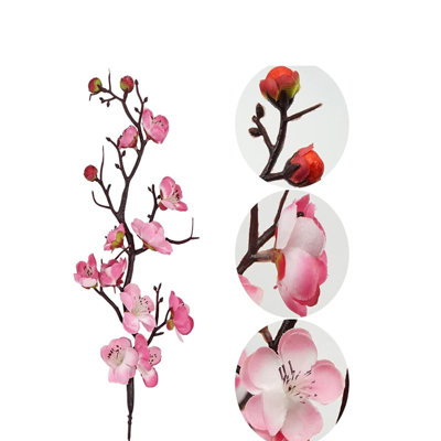 6 Pcs Faux Flowers Long Stem Plum Blossom Home Decoration