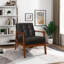 Chaise d'appoint moderne Mid-Century Lyba - siège d'appoint à ressorts ensachés en similicuir 29 po, capitonnage élégant-1209314056