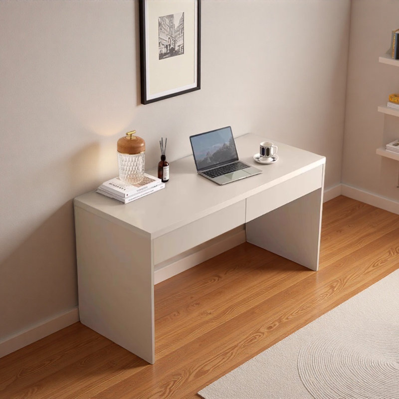 Bureau d'écriture à double tiroir Creamy, H 31,49 po x l 55,11 po x P 23,62 po