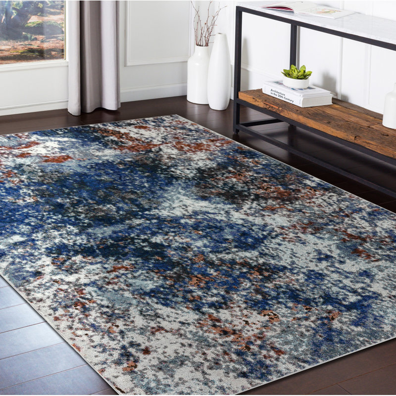 Nimbus Blue/Gray/Black Area Rug, Rectangle 5' x 7'6"