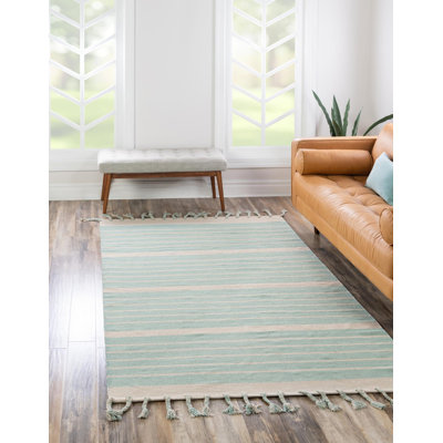 Tapis rayé en coton tissé à la main Yellville