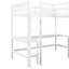 Lit mezzanine en bois simple en L blanc avec 2 bureaux à tricoter intégrés et bureau-2069765361