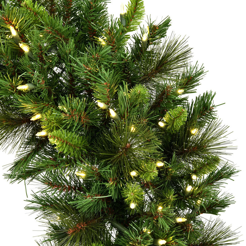 24" Green Pine Artificial Christmas Wreath with Warm White LED Lights