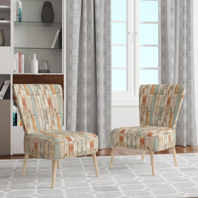 Rustic Farmhouse Planks - Chaise d'appoint rembourrée rétro, fauteuil d'appoint brun
