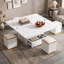 Table basse à plateau relevable avec tabourets de rangement-340492350