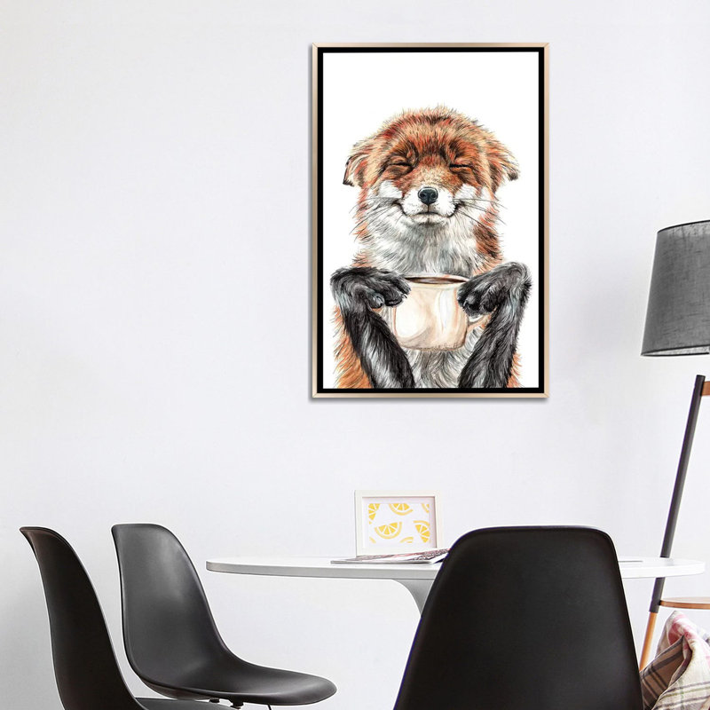«matinée fox par holly simental-reproduction d’art, H 40 po x l 26 po x P 1,5 po, Toile encadrée champagne