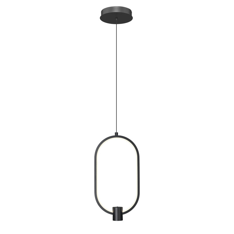 Luminaire suspendu 1 lumière noir mat 8,75 po Saros
