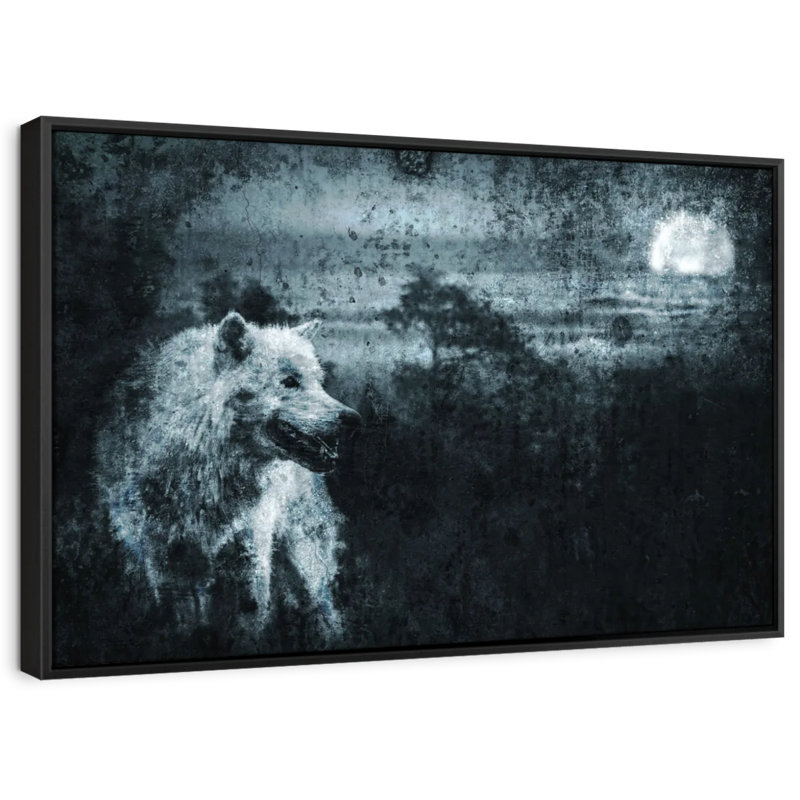 White Lone Wolf Canvas Print, 9" H x 13" W
