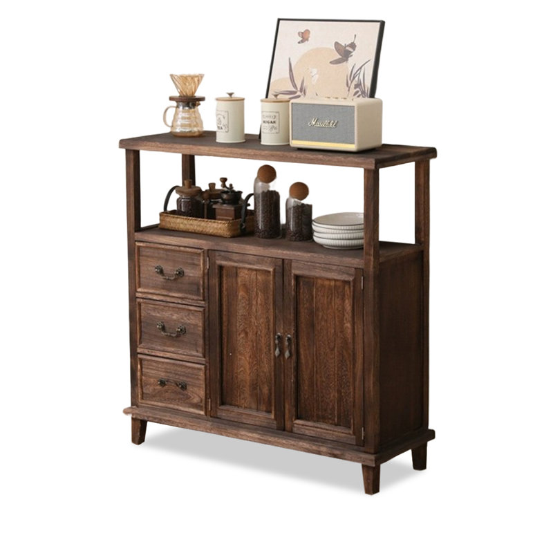 Dark-coffee Solid Wood Sideboard