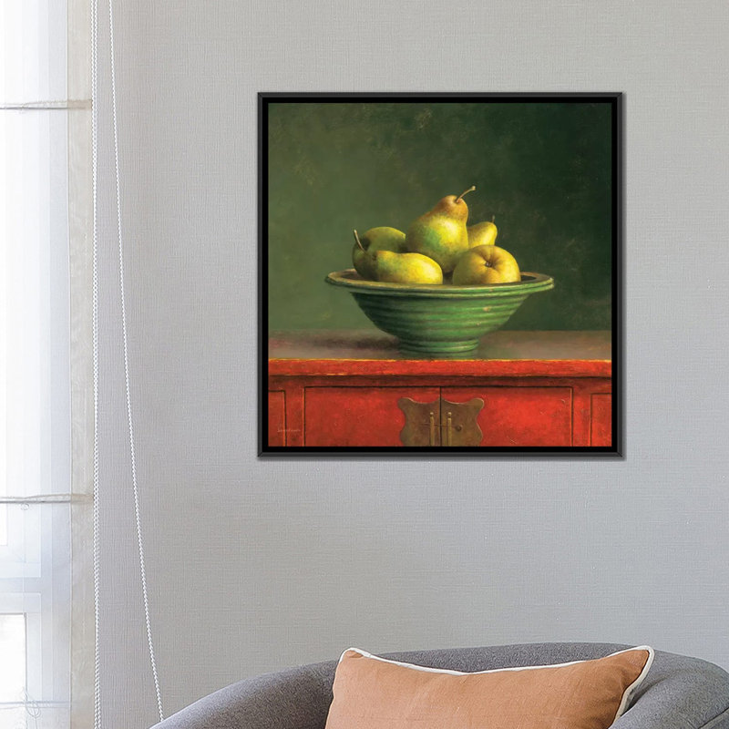 «Pears», reproduction sur toile, H 18 po x l 18 po x P 1,5 po, Toile avec cadre noir, Pas de tapis