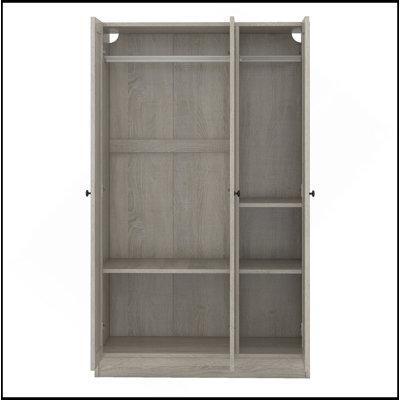 Penderie à 3 portes avec tablettes, gris