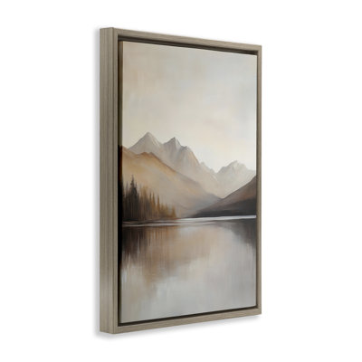 Cadre flottant Mute Lake Neutral Landscape, design par Petal Prints Design