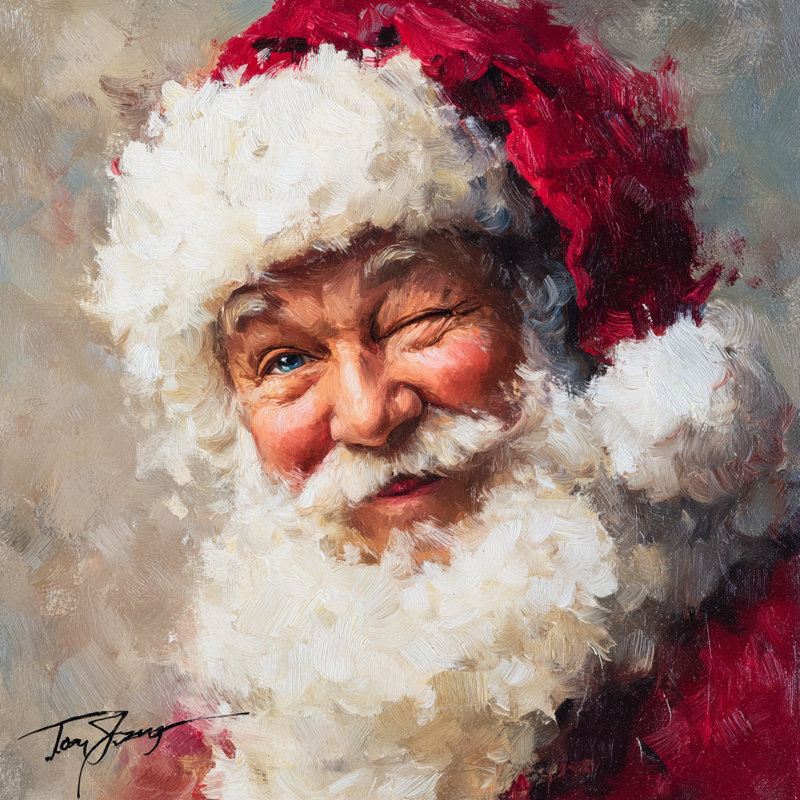 «Cheerful Santa Smile», art mural sur toile tendue