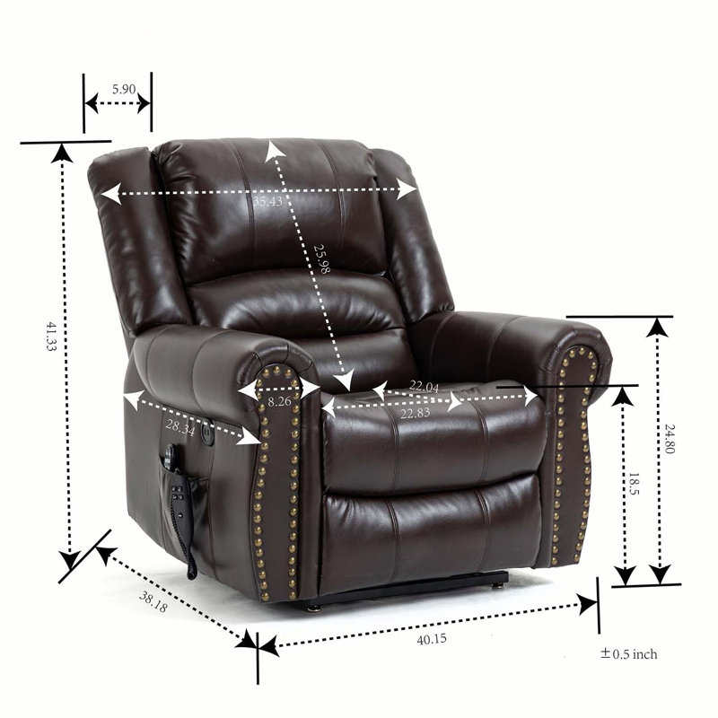 Leather Heated Massage Chair, Brown Faux Leather