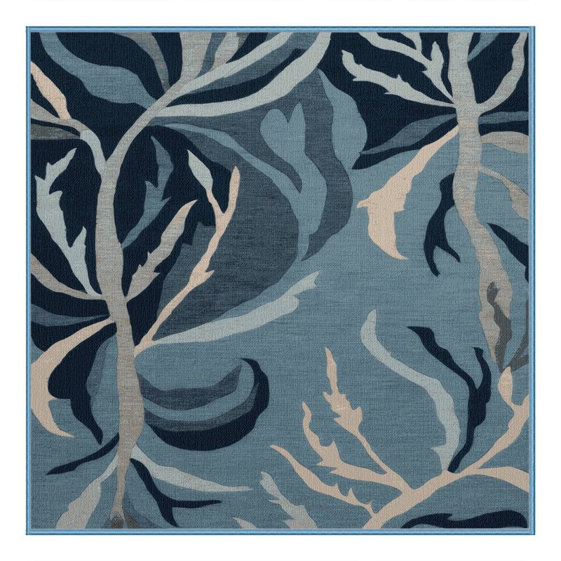 Tapis bleu lavable à la machine, Carré 3 pi