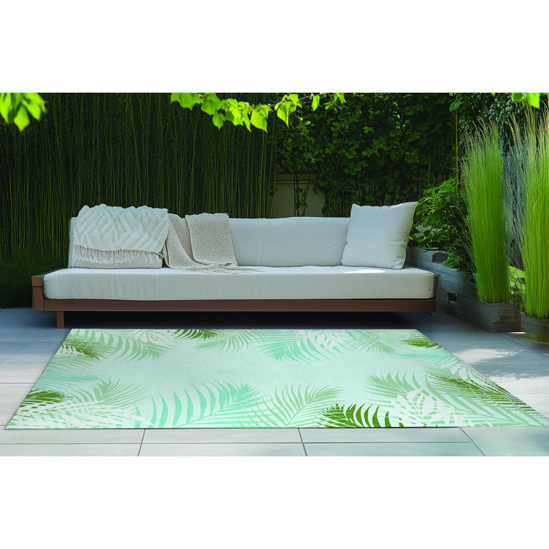 Waving Palm Outdoor Rug, Rectangle 5' x 7'