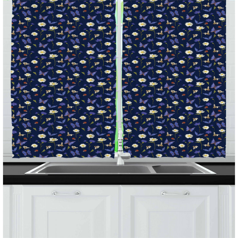 Floral Tailored Kitchen Curtain