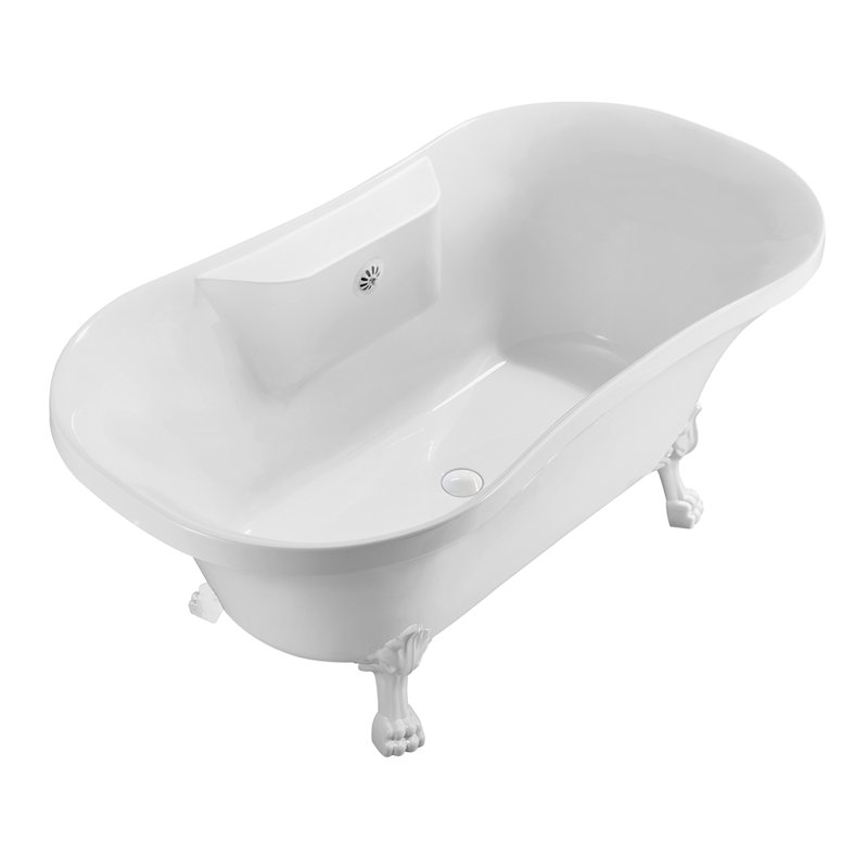 Baignoire de trempage sur pattes 60 "Streamline, Blanc lustré, Blanc lustré