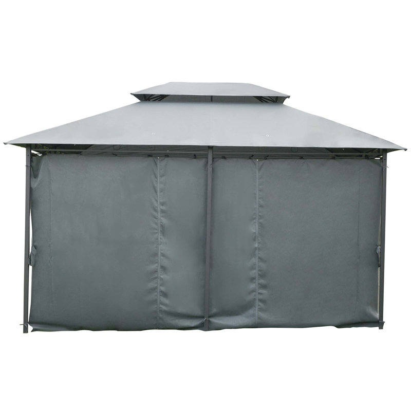 Outsunny 10' X 13' Patio Gazebo, Outdoor Gazebo Canopy Shelter With Curtains, Vented Roof, Steel Frame For Garden, Lawn, Backyard And Deck