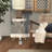 Doering Metal Distressed Striped Paddle Side End White Accent Table with Navy and Red Striped Oar Legs