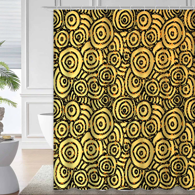 Rideau de douche imperméable Golden Modern Abstract Art avec 12 crochets, L 72 po x l 78 po