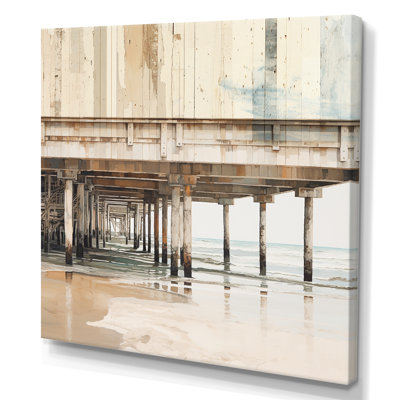 «Minimal Watercolor Pier Horizon IV», reproduction sur toile