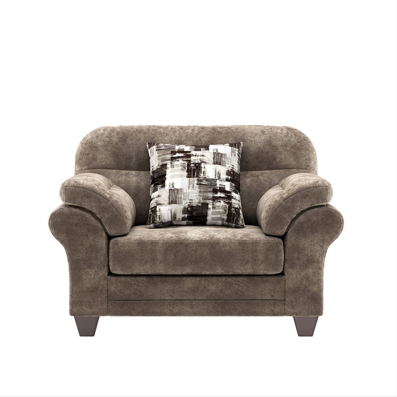 Daciano Upholstered Armchair, Brown Polyester Blend